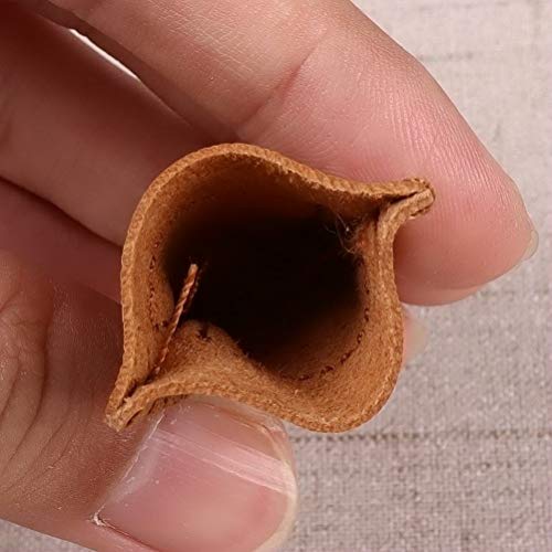 image for Pimoys 4 Pieces Leather Thimble Sewing Thimble Finger Protector Coin T