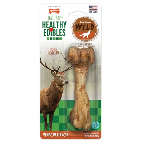 Nylabone Healthy Edibles WILD Natural Longer-Lasting Chew Treats, Venison Flavor, Large Dogs Up to...
