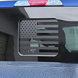 Zxiaochun Rear Window American Flag Decal for Ford F150/F250/F350 2015-2021 2022 2023 2024 2025 2026 Back Middle Sliding Window USA Flag Vinyl Sticker Exterior Accessories, Matte Black