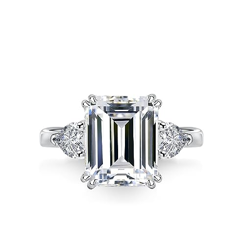 Bague fiançailles Moissanite émeraude 4ct argent d'exception