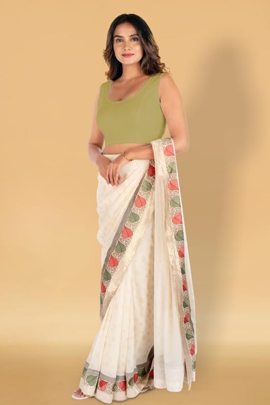 Image of Abhi Readymade Saree Blouse for Women- Sleeveless, Round Neck, Regular-fit, Stretchable, Pull-on Style Blouse