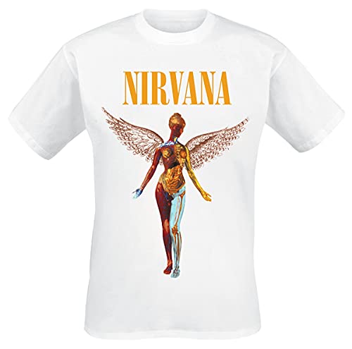 Nirvana In Utero Hombre Camiseta Blanco L, 100% algodón, Regular