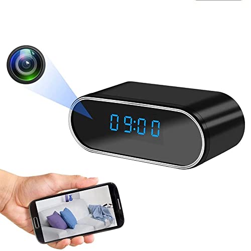 Cámara Espía WiFi, Reloj Inalámbrica 120° 1080P HD Despertador con Camara Visión Nocturna Detección de Movimiento Cover
