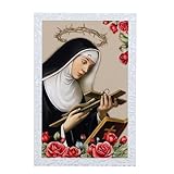 SHALOM - Quadro Santa Rita In Legno E Cornice In Foglia Argento. Dimensioni 9x13,5 Cm