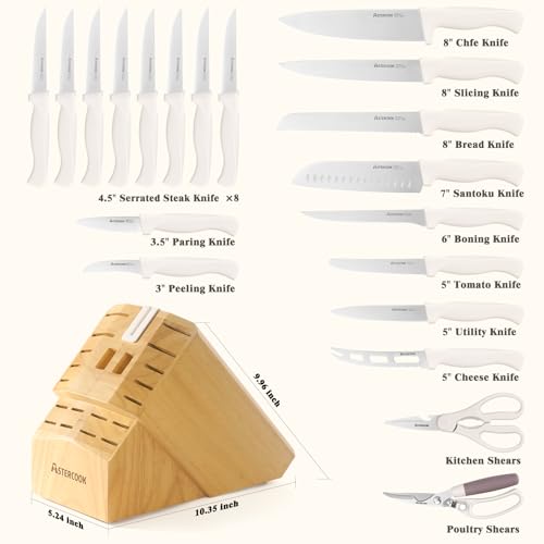 Knife Set Astercook 22 Piece Kitchen Knife Set with Sharpener Block High Carbon Stainless - image 9