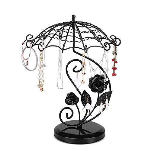 Chytaii Parapluie Rotatif Présentoir à Bijoux Support Boucles d'Oreilles Etagère à Bijoux flèche Porte-Bijoux Organisateur Rangement en Métal Boucle d'oreille Bracelet Organisateur Collier