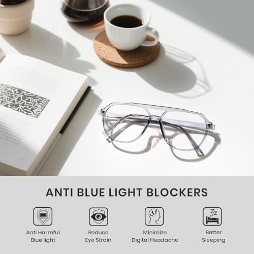 Image of Cyxus Aviator Blue Light Glasses for Women Men Reduce Eye Strain 8196 | Eye Protection,UV Protection,Retro Pilot Frame,Ideal for Office Work Daily Wear