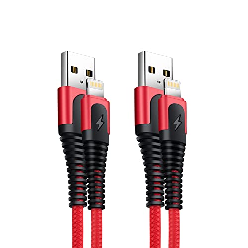 Cable Cargador iPhone, [2 Pack 2M] Cable Lightning TPE Carga Rápida Compatible con iPhone 12/11 /XS MAX/XR/X /8 /8Plus /6s /6 Plus /5s /5c, iPad Pro Air 2, iPad Mini - Rojo Cover