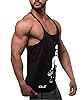 Cabeen Men's Muscle Stringer Vest Bodybuilding Gym Tank Top Workout Train Cotton Wear, Black 2, XXL #1