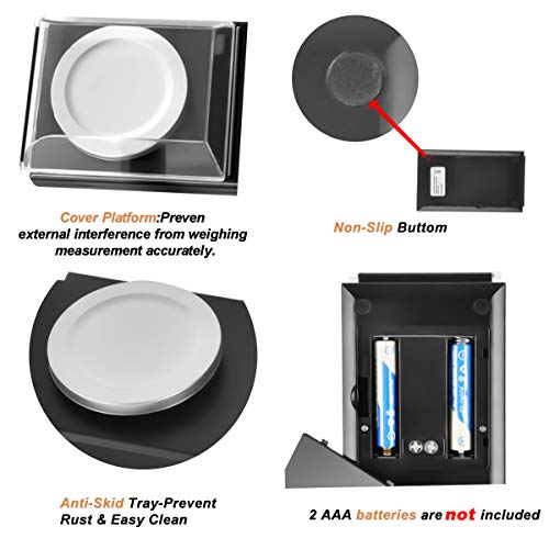 RASSE Digital Pocket Scale 50 x 0.001g, Mini Jewelry Gold Lab Carat Powder Weigh Scales with Calibration Weights Tweezers, Weighing Pans, LCD Display, Acrylonitrile Butadiene Styrene