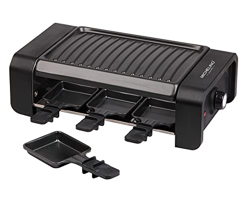 Michelino Raclette Grill 900 Watt für 6 Personen Raklett Grillplatte Platte mit Stahl BBQ