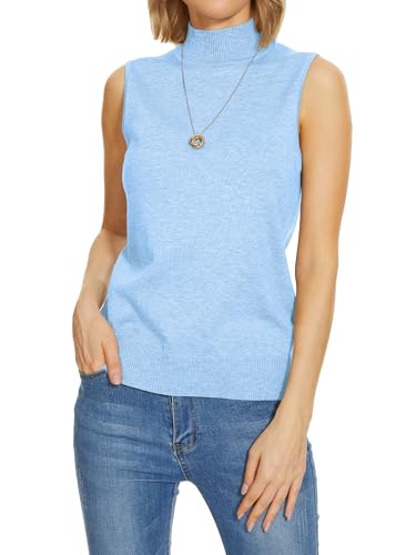 Image of INKOFF Sleeveless Mock Neck Turtleneck Knit Tops Women Dressy Casual Sweater Vest Business Work Tank