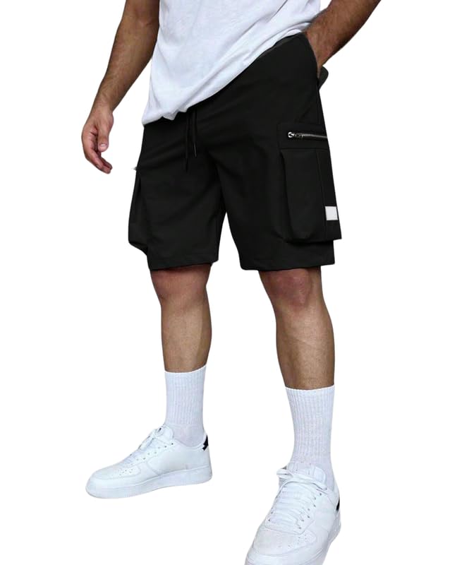 smowkly Authentic Men's Cotton Classic Cargo Shorts || Elastic Waist & 4 Pockets || Regular Fit Above Knee Length Chino Half Pant for Summer-picture-31