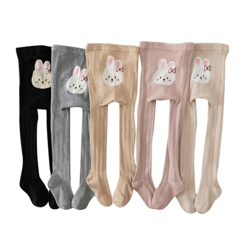 Toddler Girls Ribbed Knit Tights Baby Cute Bunny Thermal Footed Leggings Winter Warm Cotton Pantyhose Stockings