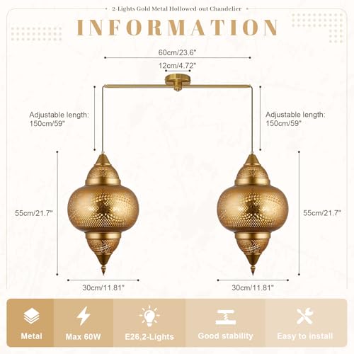 Image of Modern 2-Light Pendant Light Fixture Kitchen Island Hanging Light