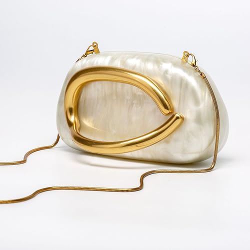 Image of Women Evening Clutch Purse Metal Handle Acrylic Purse Unique Shoulder Bag Causal Handbags for Bride Party Wedding