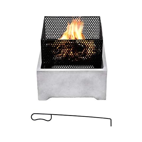 Brasero de Leña Teamson Home Jardín con Pantalla de Chispas y Atizador Cover