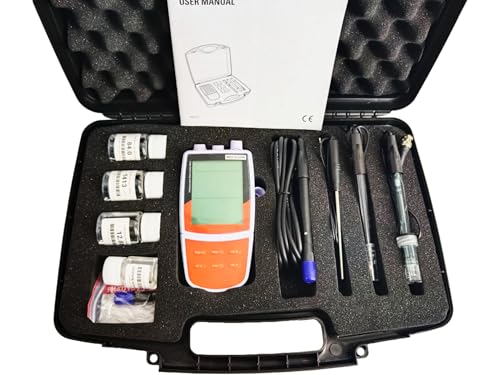 HFBTE Portable Multiparameter Water Quality Analyzer for Measuring PH, Dissolved Oxygen DO, Conductivity,TDS,ORP,Salinity,Resistivity,Temperature With USB Interface 500 Data Memory Backlit LCD Display