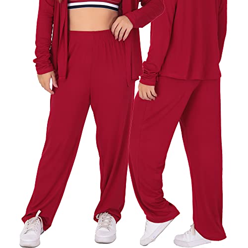 Kit 2 Calças De Yoga De Viscose Soltinha Pilates Comfy Preto/Vermelho GG 44/46