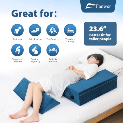 Image of Fanwer Positioning Wedge Pillow for Side Sleeping (3 in 1),23.6 inch,Lake Blue