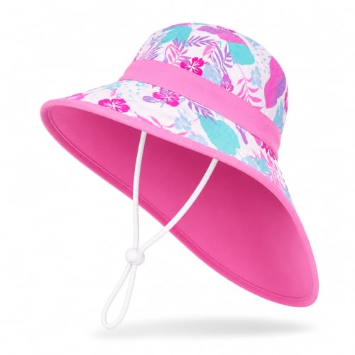 Image of VRITRAZ Sun Protection UPF50+ Bucket Hat Toddler Summer Beach Play Hats with Neck Flap for Girl, Boy, Kids Summer Hat, Bucket Hat for Kids Ages 3-10 Years