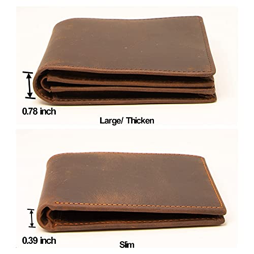 Hrs Genuine Leather Wallets For Men, Handmade Vintage Italian Distressed Slim Bifold Men's Wallet With Rfid Blocking #TOP5