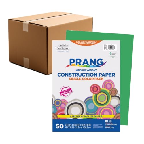 Image of Prang Construction Paper, 9 inch x 12 inch, Holiday Green, 50 /Pack, 50 Packs | Formerly SunWorks, Class Pack, 2500 Sheets Total, P8003