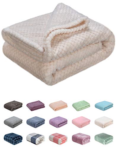 Image of Fuzzy Throw Blanket, Plush Fleece Blankets for Adults, Toddler, Boys and Girls, Warm Soft Blankets and Throws for Bed, Couch, Sofa, Travel and Outdoor, Camping (40Wx60L, M-Cream)
