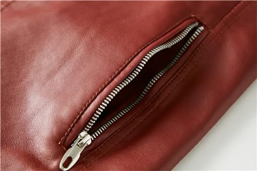 Men Motorcycle Sports Zipper Turn-Down Collar Coat Slim Fit Leather Jacket4