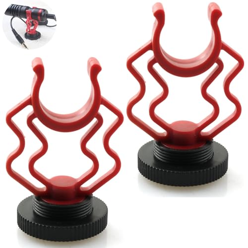 GHYJHS 2 Pcs Microphone Shock Mount Holder Steady Mic Mount Microphone Replacement Shock Mount with 1/4in Cold Shoe for Movo VXR10 Condenser Microphone