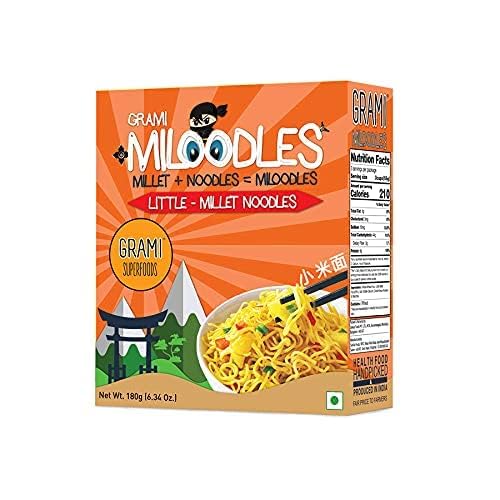 Image of Grami Superfoods - Little Millet Noodles / Kutki / Saamai / Samalu / Saame / Chama Noodles - No Maida | Not Fried | No Preservative | No Artificial Flavour Added | No MSG | Low GI | No Oil | Cholesterol Free Millet Noodles | Healthy Noodles for Kids | Healthy Noodles for Adults -180g