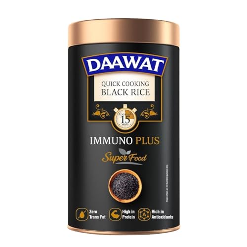 Image of Daawat Black Rice Immuno Plus 1KG Pack - Superfood with High Protein, Rich Antioxidants, Minerals & Low Fat - Whole Grain