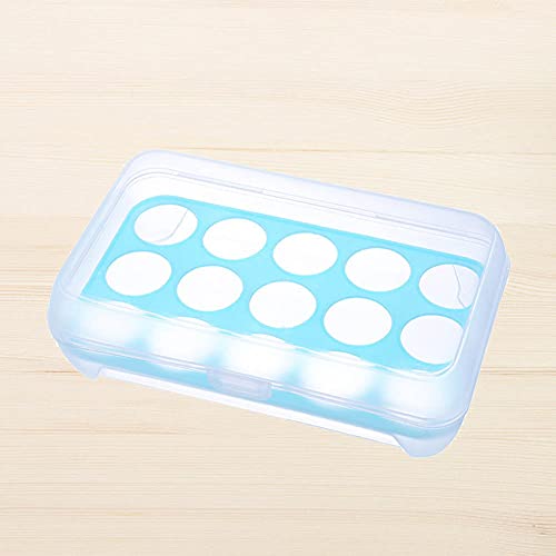 RASTKY Custodia in Plastica Ecologica per Scatola Portauova con 15 Griglie, Contenitore Trasparente per Uova con Fibbia, Organizer Portatile per Scatola per Uova, 170 G, Bianco, Verde per (BLUE)