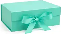 Caixa Para Presente Reforçada Rígida de Papel com Imã e Laço Cetim Embalagem PegPack (Verde Piscina, 23x17x7cm)