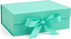 Caixa Para Presente Reforçada Rígida de Papel com Imã e Laço Cetim Embalagem PegPack (Verde Piscina, 23x17x7cm)