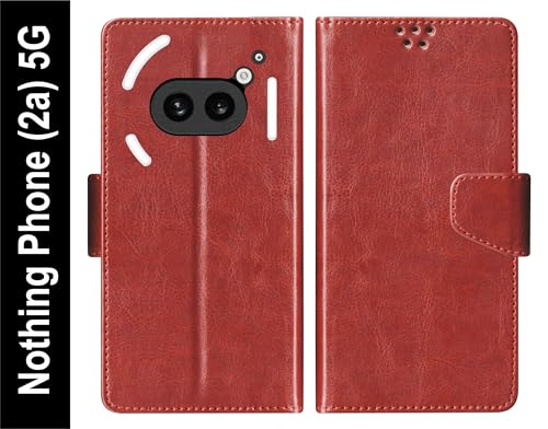 Image of SBMS Flip Cover for Nothing Phone (2a) 5G Back Cover Case with Magnatic Closure | Genuine Leather Finish | Inbuilt Stand | Card & Money Pocket (Brown)