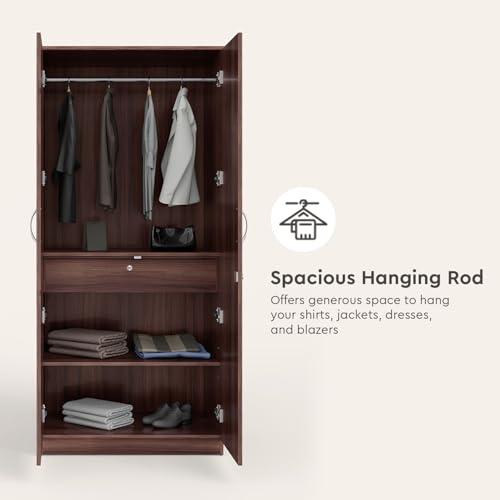 Image of Interio by Godrej Wardrobe, EWA 2-Door Engineered Wood Wardrobe with Mirror