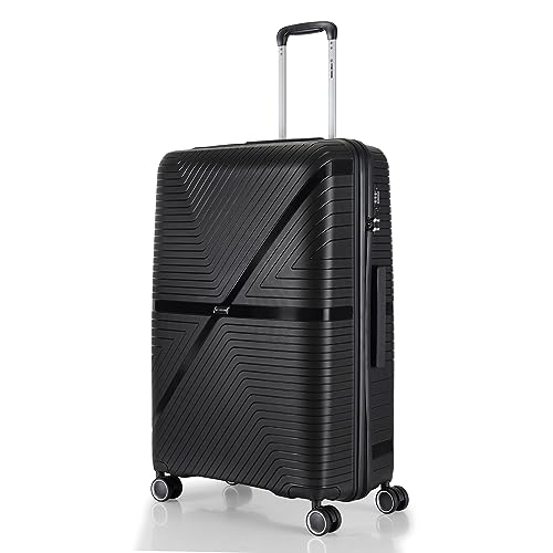 Image of Stony Brook Nasher Miles Axis 75 Cm 28 Inch Polypropylene Hard-Sided 4 Wheels Spinner Check-in Luggage Trolley Bag (Black)