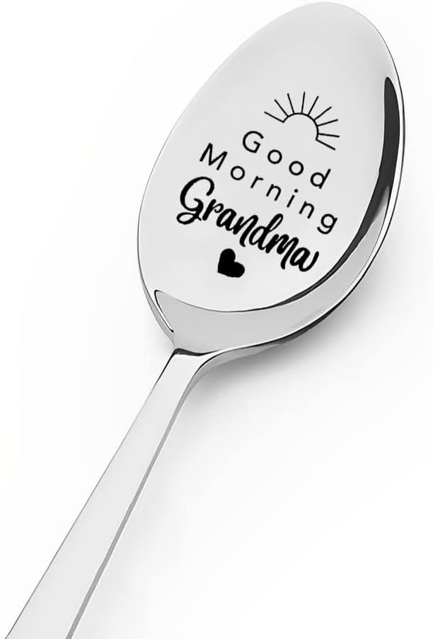 Grandma Mothers Day Gifts Spoons for Mimi Grandma Birthday Gift from Grandchildren Grandson Good Morning Grandma Spoon for Christmas Gifts for Nana Cofee Teaspoons