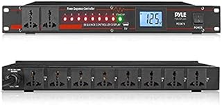 Pyle 10 Outlet Power Sequencer Conditioner - 13 Amp 2000W Rack Mount Pro Audio Digital Power Supply Controller Regulator w/Voltage Readout, Surge Protector, for Home Theater Stage/Studio Use - PCO875