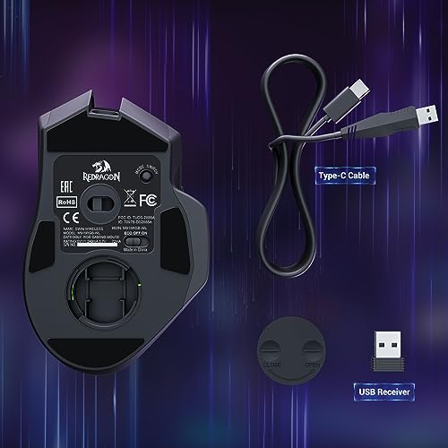 Mouse da Gioco Wireless, Mouse Ergonomico Wireless da 16000 DPI con Pulsante di Fuoco Rapido, 9 Pulsanti Macro Programmabili, Gaming Mouse senza Fili con 170 Ore di Durata e RGB per PC/Mac - Mouse gaming - Immagine 8