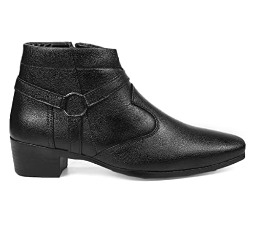 Image of BXXY Men's 2 Inch Heel Height Increasing Formal Ring Buckle Zipper Boots