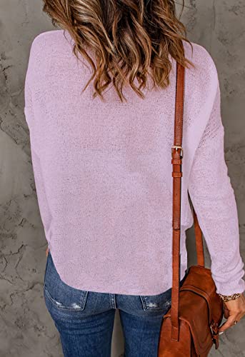 Image of Womens's Drop Shoulder Casual Loose Crewneck Lightweight Long Sleeve Pullover Sweaters