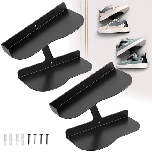 Floating Shoe Shelves Wall Mount, Sneaker Wall Display Shelf, Met...