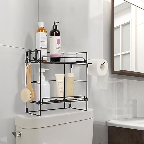Black Over The Toilet Storage Multifunctional 2Tier