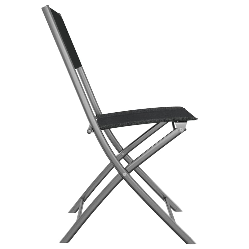 vidaXL 2X Sillas de Jardín Plegables Butaca Asiento Patio Terraza Balcón Cesped Playa Piscina Exterior Muebles Acero y Textilene Negro