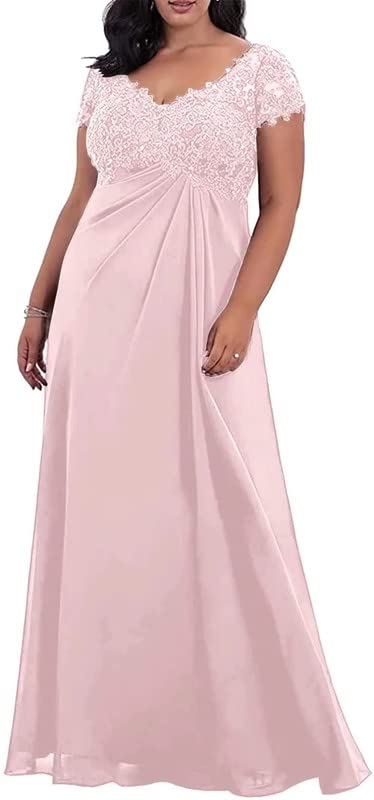 Mother of The Bride Dresses Lace Appliques Chiffon Wedding Guest Dresses for Women Beaded Formal Evening Gown