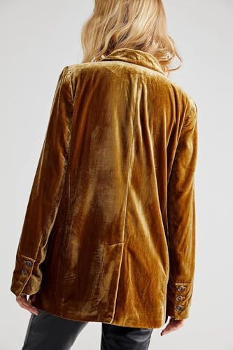 CHARTOU Women Fall Velvet Blazer Jacket Lightweight Lapel Collar Office Work Dressy Jacket2