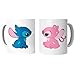 PLANETATAZAS - PACK 2 TAZAS para Enamorados / San Valentín - Stitch y Angel - 325 ml - Tazas Desayuno Originales con Frases de Regalo para Novios/Novias