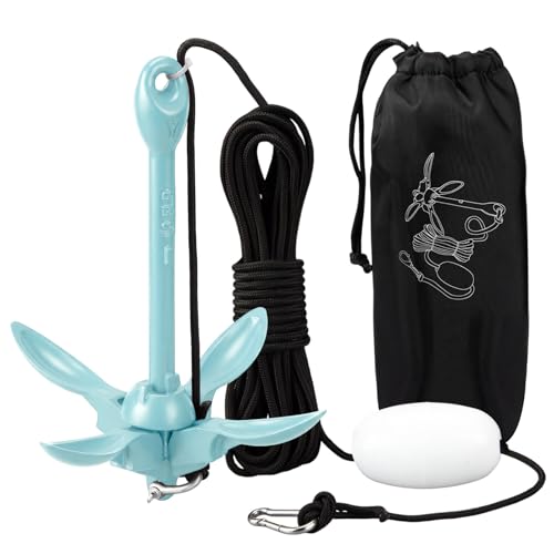 Image of MorningRo 1 Pack 1.5 /3.5 lb Marine Kayak Anchor Kit with 40ft Rope and Buoy Folding Grapnel Boat Anchor Kit Kayak Fishing Accessories for Small Boats, Canoe, SUP Paddle Boards